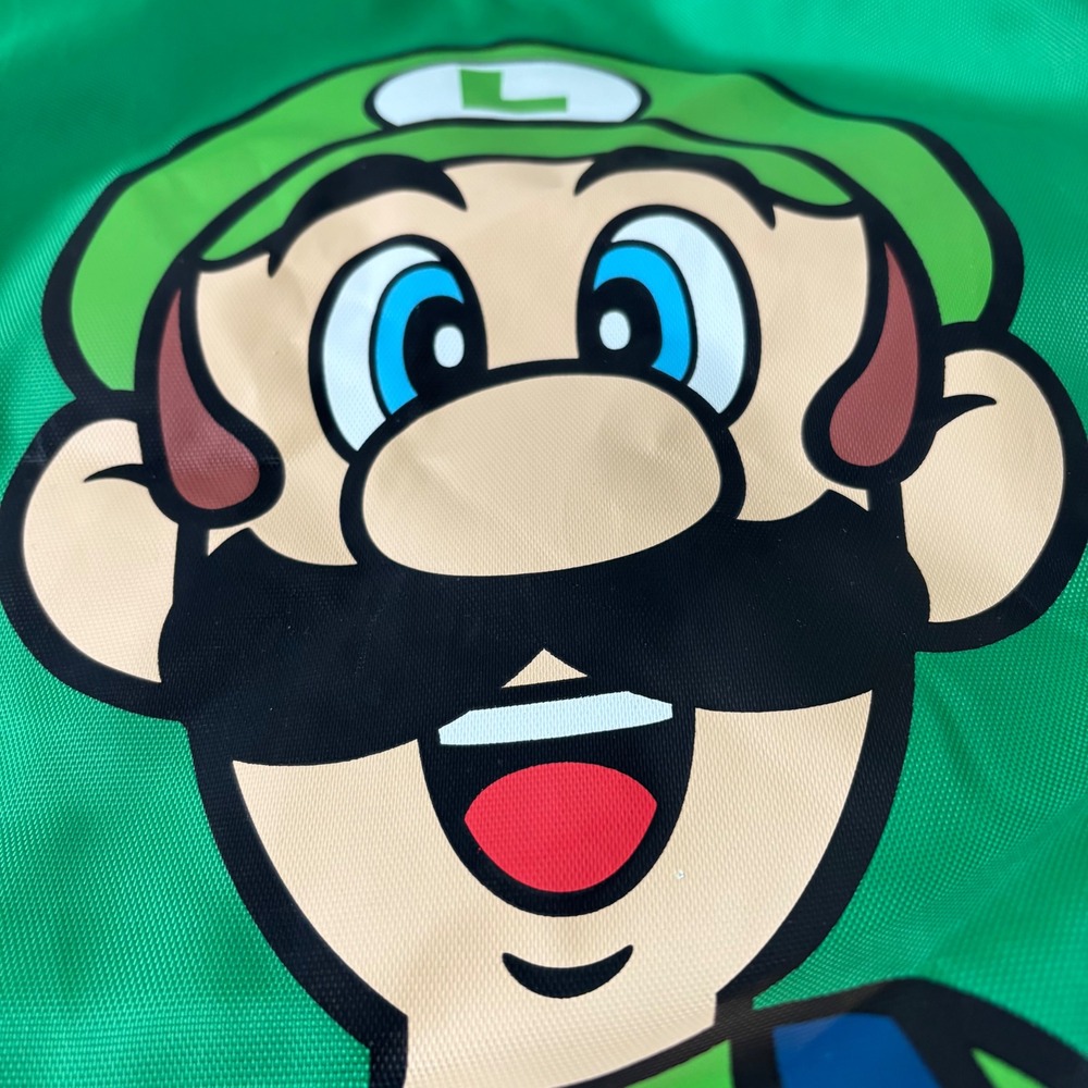 Super Nintendo World Luigi Drawstring‎ Backpack Universal Studios Large 18"x14" - Picture 2 of 10